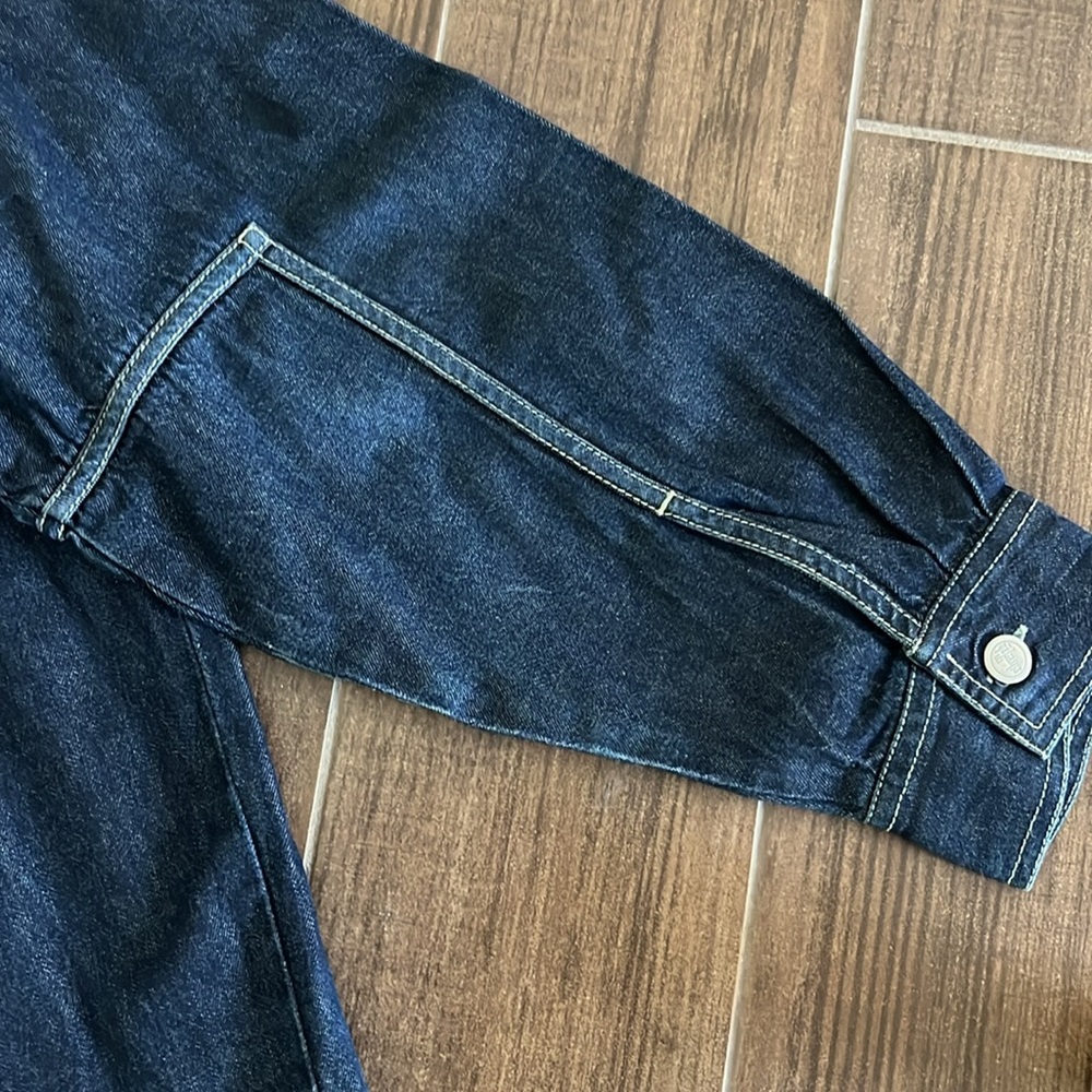 Silver Tab Levi’s Denim Shirt Size L Normal Wear View Pics - Picture 6 of 9